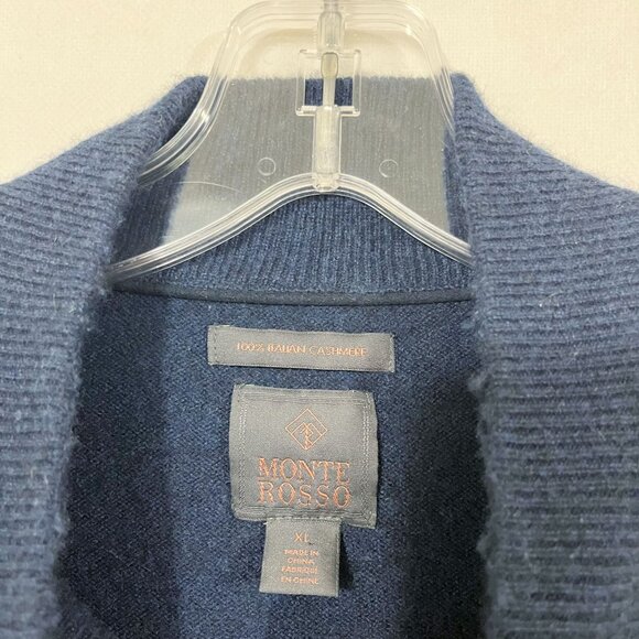 Monte Rosse Navy Blue Italian Cashmere Quarter Zip Sweater - Men's Size XL - Picture 5 of 8